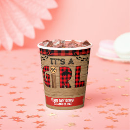 Het is een Rustic Wood Plaid Baby shower voor meis Papieren Bekers