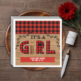 Het is een Rustic Wood Plaid Baby shower voor meis Servet