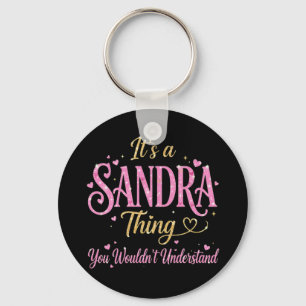 Het is een Sandra-ding Roze Goud Vrouwen Cadeau Sleutelhanger