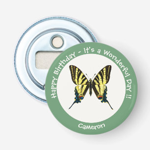 Het is een schaars Swallowtail Vlinder Verjaardags Button Flesopener
