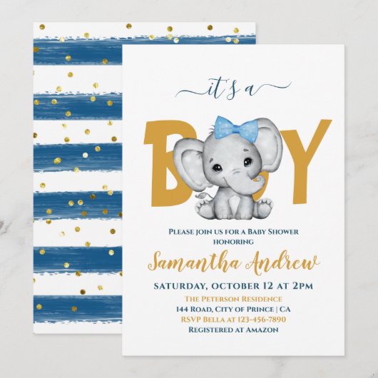 Het is een Schattig Baby-olifant Baby shower Kaart (Voorkant / Achterkant)