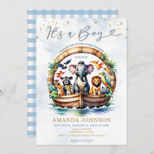 Het is een schattig Baby shower van Boy Cute Anima Kaart (Voorkant / Achterkant)