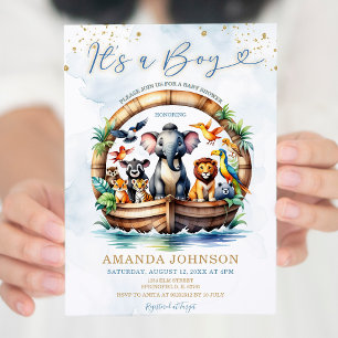 Het is een schattig Baby shower van Boy Cute Anima Kaart