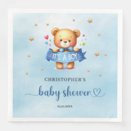Het is een schattig teddybeer baby shower servet