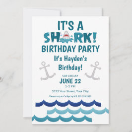 Het is een Shark Birthday Party Kaart
