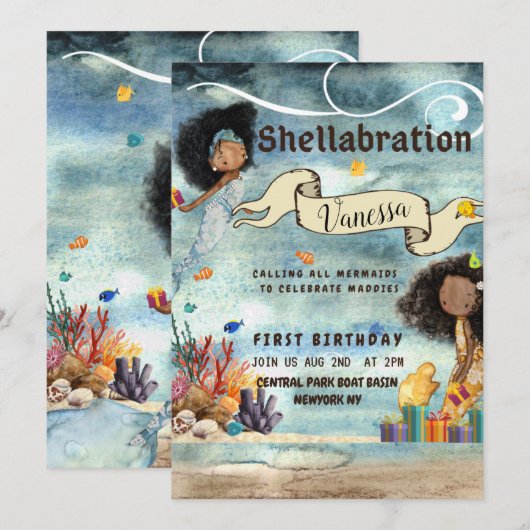 Het is een Shellabratie Verjaardagsuitnodigingskaa (Voorkant / Achterkant)