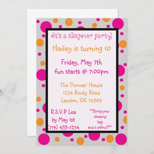 Het is een sleepoverfeestje! kaart (Voorkant / Achterkant)