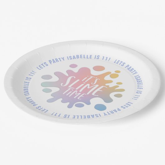 Het is een slijm-tijd-regenboogspleet-feest papieren bordje (Gekanteld)
