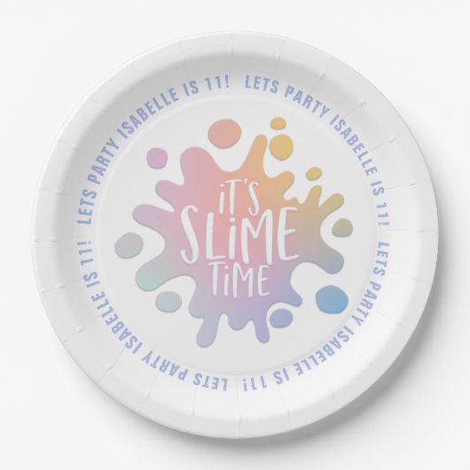 Het is een slijm-tijd-regenboogspleet-feest papieren bordje (Voorkant)