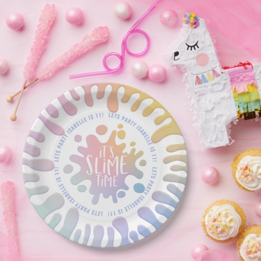 Het is een slijm-tijd-regenboogspleet-feest papieren bordje (Feest)