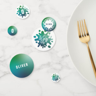 Het is een slijm-tijd-regenboogverjaardagsfeestje confetti