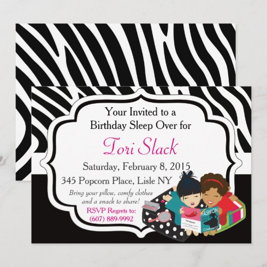 Het is een Slumber Party. Kaart (Voorkant / Achterkant)