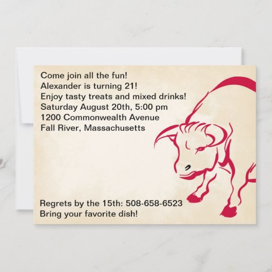 Het is een speciale uitnodiging voor verjaardagsfe (Achterkant)