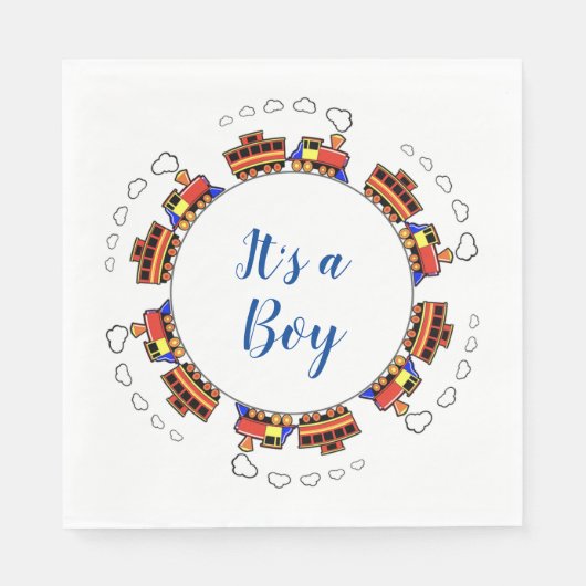 Het is een Speelgoed Train van een jongen Servet (Voorkant)