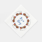 Het is een Speelgoed Train van een jongen Servet (Hoek)