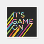 Het is een spelletje op kleurrijk Neon Laser Label Servet (Voorkant)