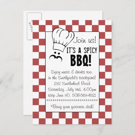 Het is een Spicy BBQ! Uitnodiging Briefkaart (Voorkant / Achterkant)