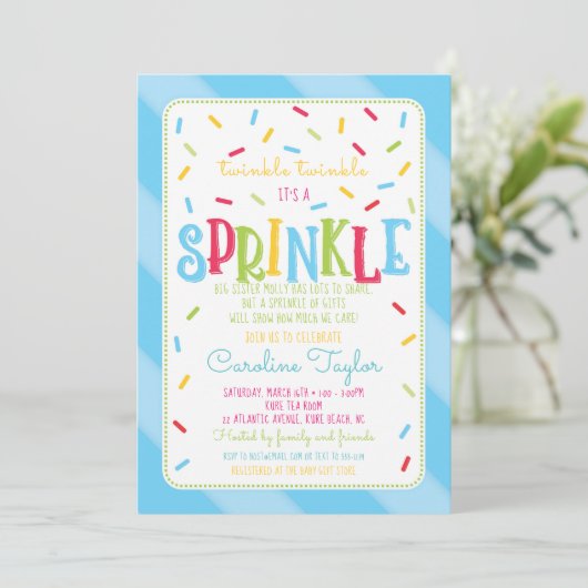 Het is een Sprinkle Baby shower Invitation kaart b (Staand voorkant)