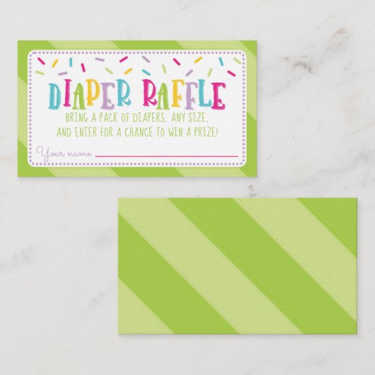 Het is een Sprinkle Baby shower Luier Raffle groen Informatiekaartje (Voorkant / Achterkant)