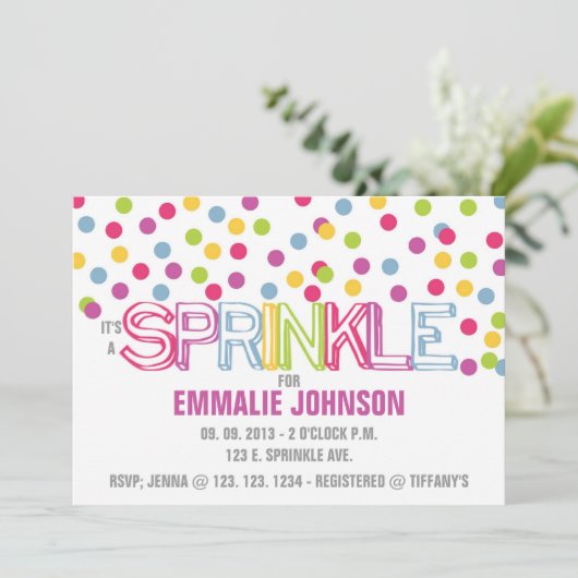 HET IS EEN SPRINKLE INVITATIE KAART (Staand voorkant)