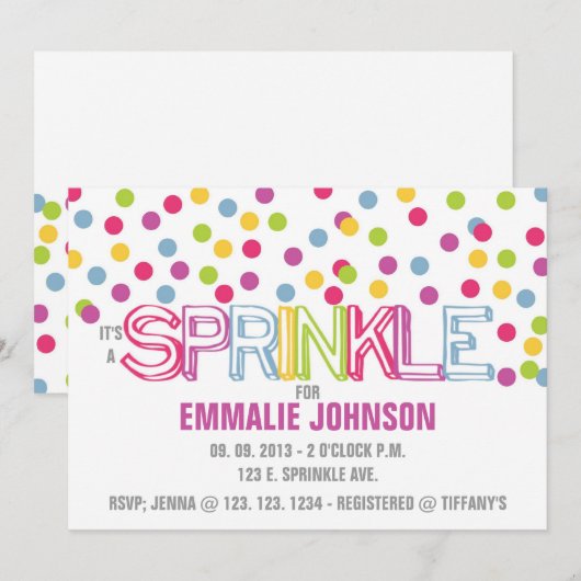 HET IS EEN SPRINKLE INVITATIE KAART (Voorkant / Achterkant)