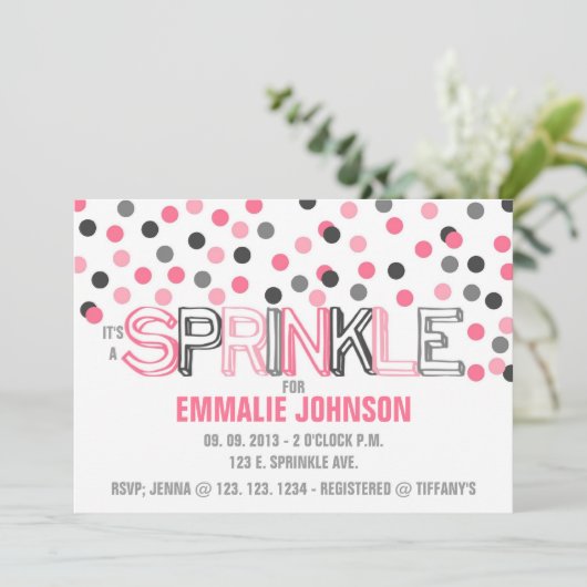 HET IS EEN SPRINKLE INVITATIE KAART (Staand voorkant)