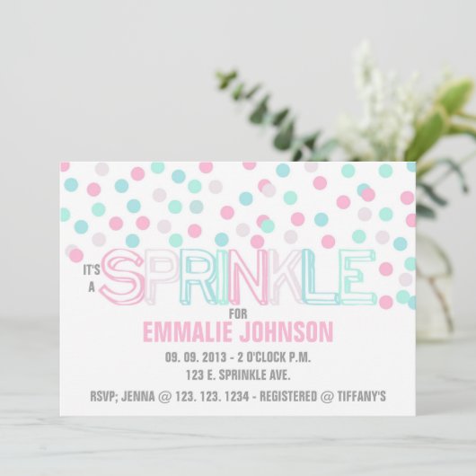 HET IS EEN SPRINKLE INVITATIE KAART (Staand voorkant)