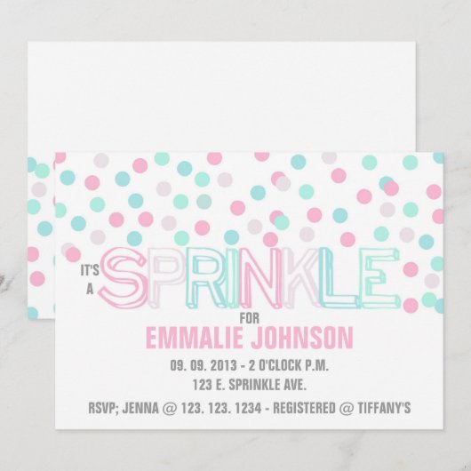 HET IS EEN SPRINKLE INVITATIE KAART (Voorkant / Achterkant)