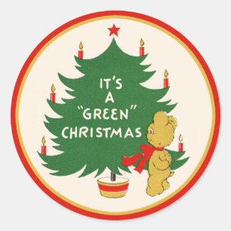 "Het is een Sticker met groene kerst"