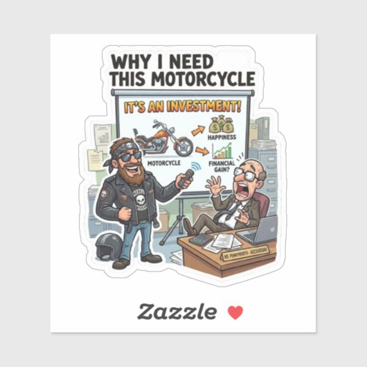 Het is een sticker van An Investment Biker (Vel)