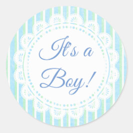 Het is een Sticker van de Jongen Blauw en Groene S