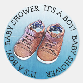 Het is een Sticker van een Baby shower.