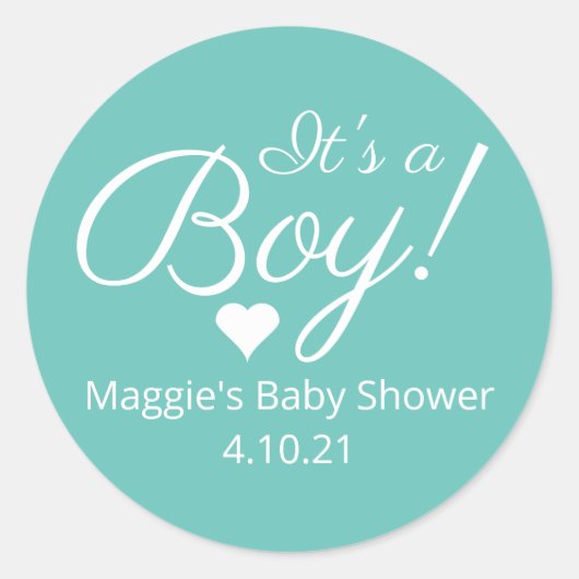 Het is een Sticker van een Baby shower. (Voorkant)