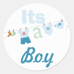 Het is een Sticker van het Baby shower van een jon