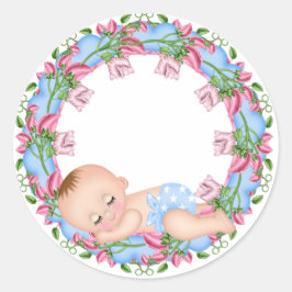 Het is een Sticker van het Baby shower van een jon