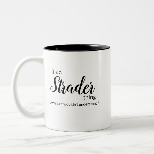 Het is een Strader Ding... tweetone koffie Mok (Links)