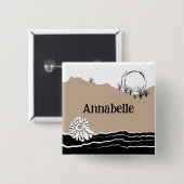 Het is een strand verjaardagsfeest naam vierkante button 5,1 cm (Voorkant /achterkant)