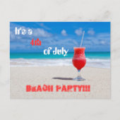 Het is een strandfeest op 4 juli uitnodiging briefkaart (Voorkant)