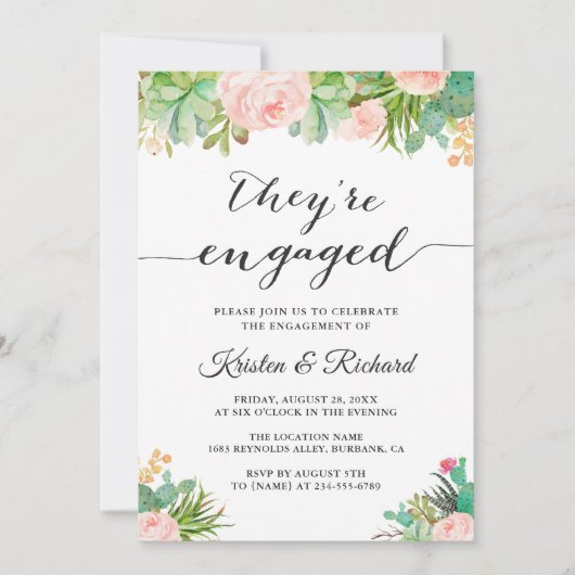 Het is een Succulent Cactus Floral Verloving Aankondiging (Voorkant)