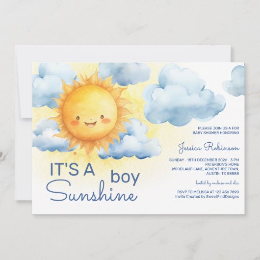 Het is een Sunshine Boy Baby Shower Kaart (Voorkant)
