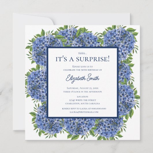 Het is een Surprise 90th Birthday Party Blue Hydra Kaart (Voorkant)