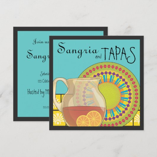 Het is een Tapas Party. Happy Fiesta-uitnodiging Kaart (Voorkant / Achterkant)