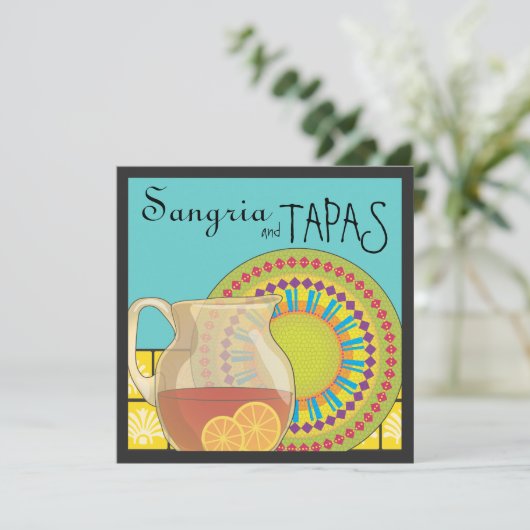 Het is een Tapas Party. Happy Fiesta-uitnodiging Kaart (Staand voorkant)