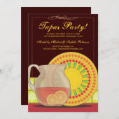 Het is een Tapas Party. Happy Hour Uitnodiging (Voorkant / Achterkant)