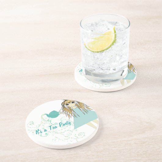 Het is een Tea Party Anime Girl Onderzetters (Zijkant)