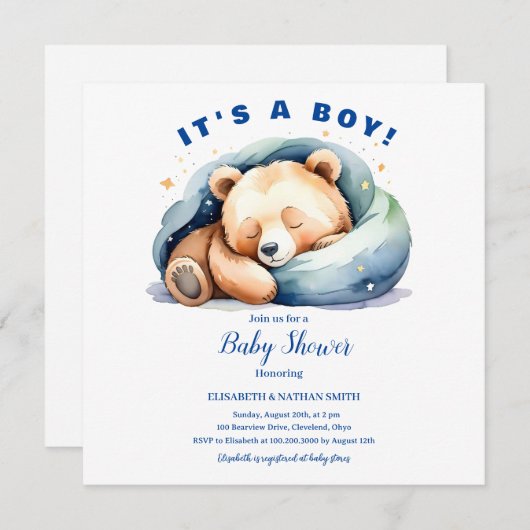 Het is een Teddy Bear Baby shower aankondiging (Voorkant / Achterkant)