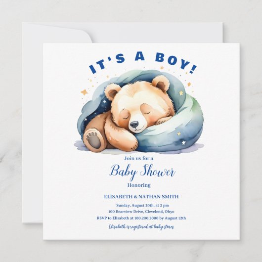 Het is een Teddy Bear Baby shower aankondiging (Voorkant)