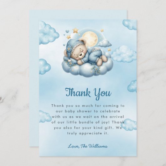 Het is een Teddy Bear Baby shower bedankje Bedankkaart (Voorkant / Achterkant)