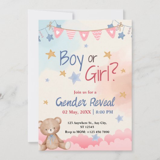 Het is een Teddy Bear Bash! Waterverf Geslacht ont Kaart (Voorkant)