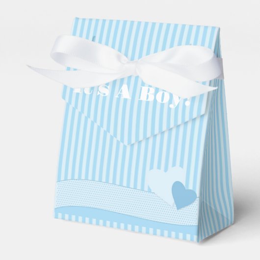 Het is een Teddy Bear Blue Stripes Baby shower Bedankdoosjes (Voorkant Zijde)